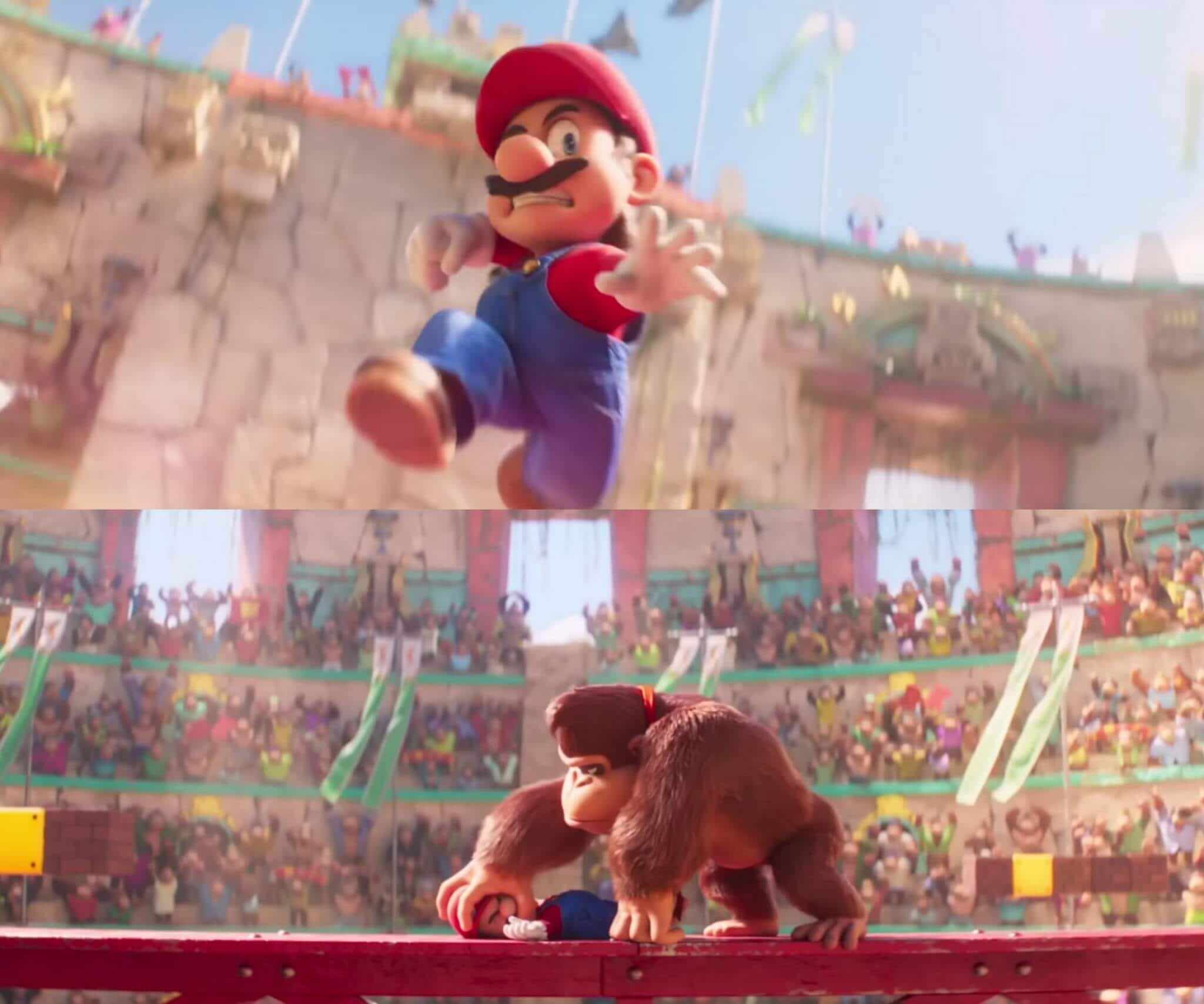 Ir a la pagina de la plantilla Mario apunto de golpear a Donkey Kong | Mario vencido por Donkey Kong.